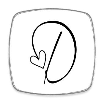 Letter D Letter D Calligraphy - Square fridge magnet - white - Front