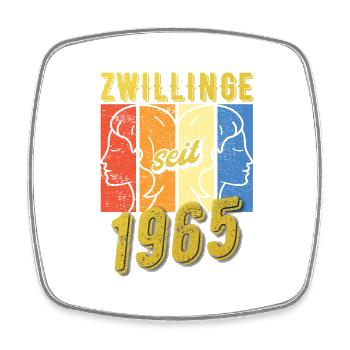 Zwillinge Sternzeichen 1965 Geschenk - Viereckiger Kühlschrankmagnet - Weiß - Vorne