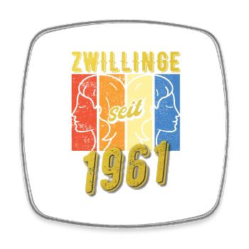 Zwillinge Sternzeichen 1961 Geschenk - Viereckiger Kühlschrankmagnet - Weiß - Vorne
