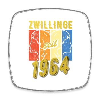 Zwillinge Sternzeichen 1964 Geschenk - Viereckiger Kühlschrankmagnet - Weiß - Vorne