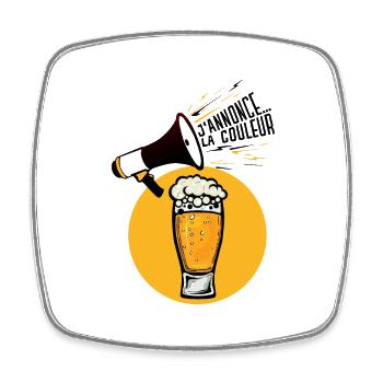 annonce biere chope binouse mousse alcool couleur - Magnet carré - blanc - Devant