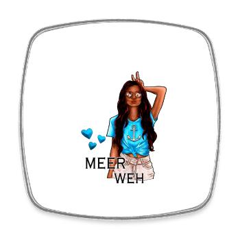 Meerweh Mädchen Illustration brünett - Viereckiger Kühlschrankmagnet - Weiß - Vorne