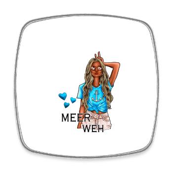 Meerweh Mädchen Illustration - Viereckiger Kühlschrankmagnet - Weiß - Vorne