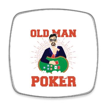 Never Underestimate An Old Man Who Plays Poker Car - Square fridge magnet - white - Front