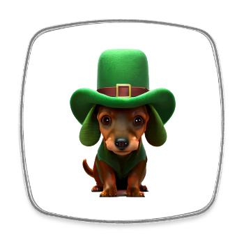 Chien teckel St Patricks Day chien propriétaire chien - Magnet carré - blanc - Devant