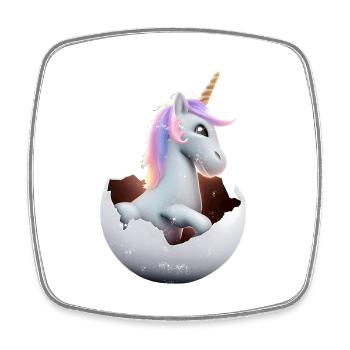 Baby unicorn hatches from egg - Square fridge magnet - white - Front