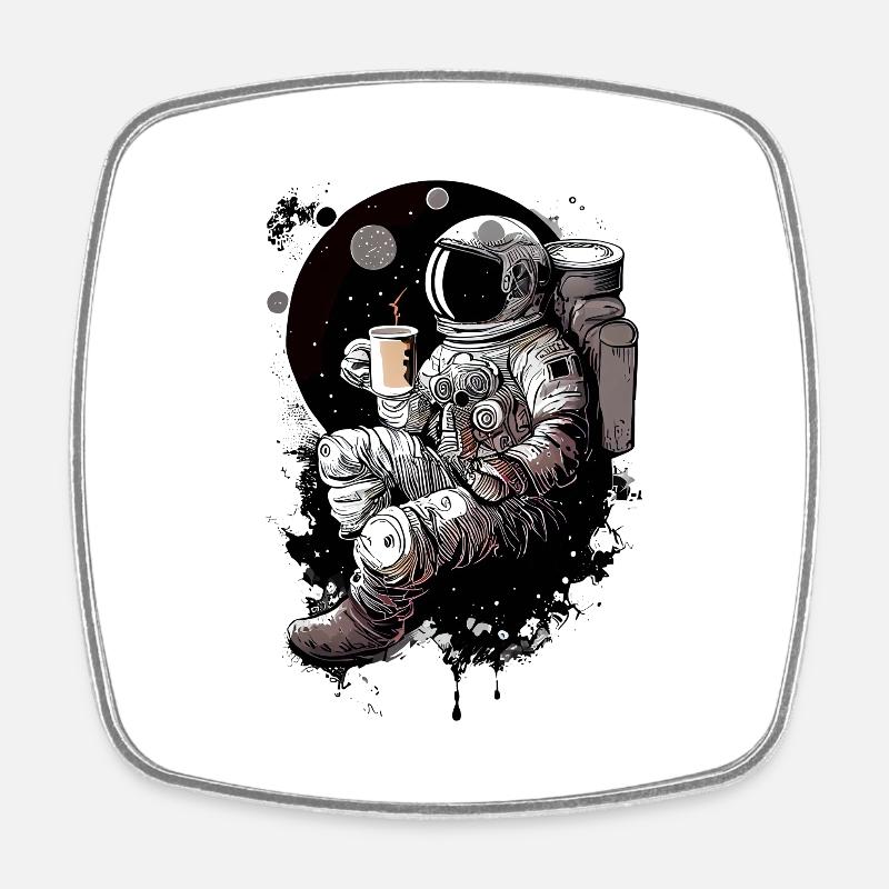 Astronaute sur la lune - Magnet carré - blanc