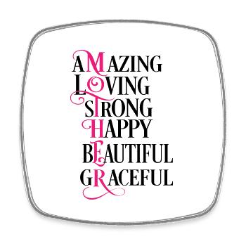 Mother, amazing, loving, strong, happy, beautiful - Magnet carré - blanc - Devant