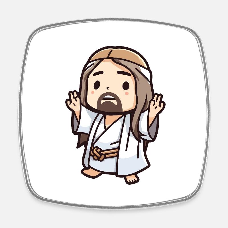 Kawaii Jesus - Square fridge magnet - white