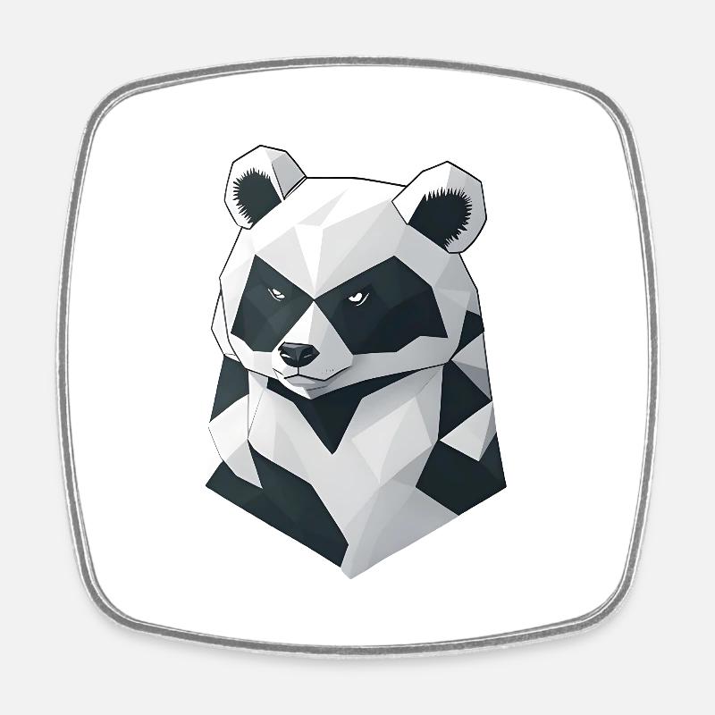 Panda minimaliste - Magnet carré - blanc
