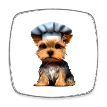 Yorkshire Terrier Restaurateur Puppy Cooking Dog - Square fridge magnet - white - Front