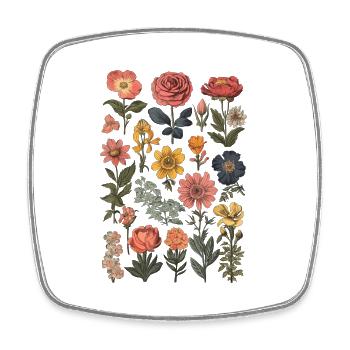 Wild Flower Botanical Floral Summer Flowers - Viereckiger Kühlschrankmagnet - Weiß - Vorne