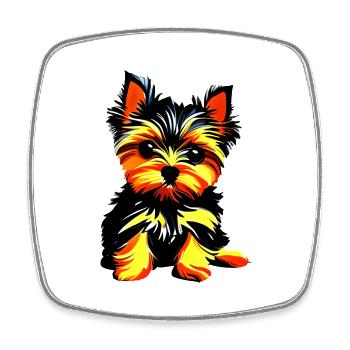 Dog Dog Owner Yorkshire Terrier Puppy - Square fridge magnet - white - Front