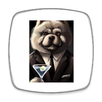Chow Chow Anzug Martini - Viereckiger Kühlschrankmagnet - Weiß - Vorne