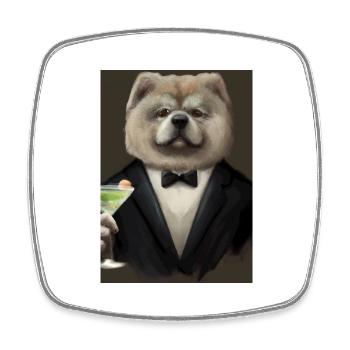 Chow Chow Anzug Martini - Viereckiger Kühlschrankmagnet - Weiß - Vorne