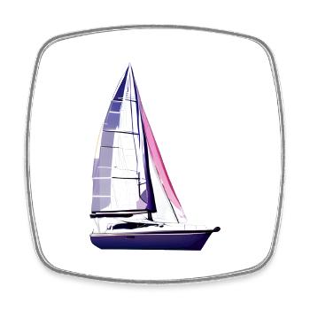 Voile Voilier Sailor Voilier Voile - Magnet carré - blanc - Devant