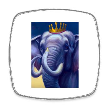 Elefant mit Krone - Viereckiger Kühlschrankmagnet - Weiß - Vorne