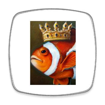 Clownfisch mit einer Krone - Viereckiger Kühlschrankmagnet - Weiß - Vorne