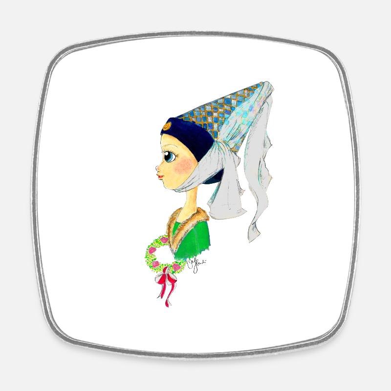Edeldame 6 - Square fridge magnet - white