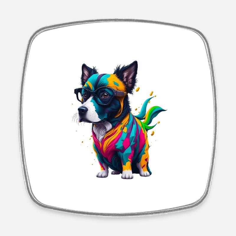 Chien 3 - Magnet carré - blanc