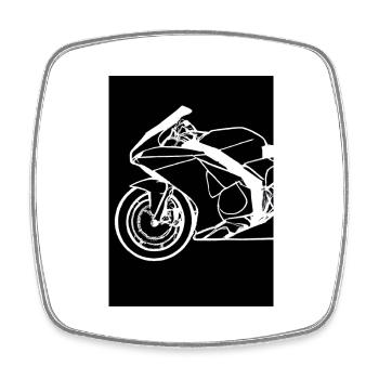 Umriss Motorrad - Viereckiger Kühlschrankmagnet - Weiß - Vorne