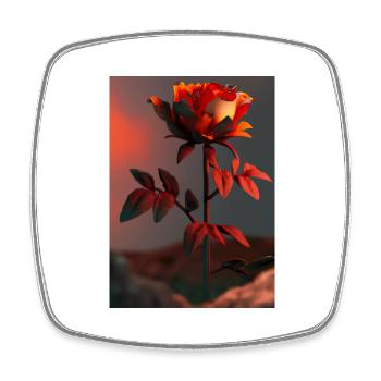 Rose auf dem Mond - Viereckiger Kühlschrankmagnet - Weiß - Vorne