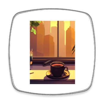Fenster Kaffee Sonne - Viereckiger Kühlschrankmagnet - Weiß - Vorne