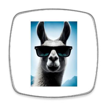 Lama mit Sonnenbrille - Viereckiger Kühlschrankmagnet - Weiß - Vorne
