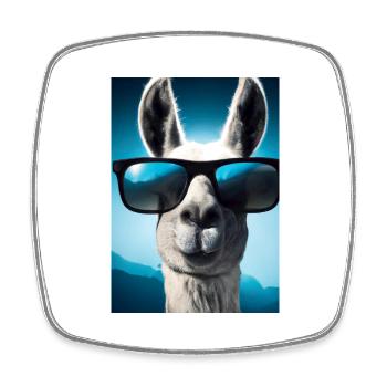 Lama mit Sonnenbrille - Viereckiger Kühlschrankmagnet - Weiß - Vorne