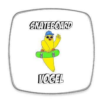 Skateboard Vogel - Viereckiger Kühlschrankmagnet - Weiß - Vorne