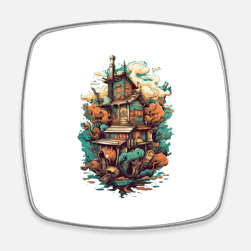 Maison du Soleil Couchant - Magnet carré - blanc
