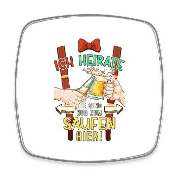 JGA Junggesellenabschied Bier Saufen Lustig Spruch - Viereckiger Kühlschrankmagnet - Weiß - Vorne
