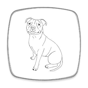 Staffordshire Bullterrier - Viereckiger Kühlschrankmagnet - Weiß - Vorne