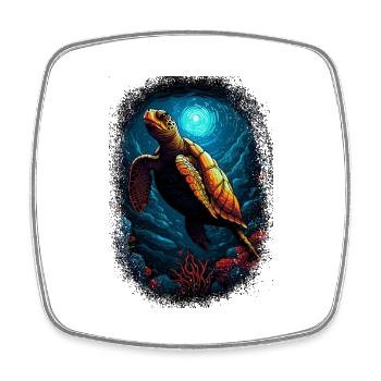 duck green tribal turtle turtle lover geek - Square fridge magnet - white - Front