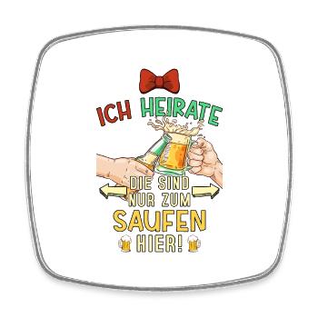 JGA Junggesellenabschied Bier Saufen Lustig Spruch - Viereckiger Kühlschrankmagnet - Weiß - Vorne