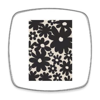 Schwarze Blumen-Muster - Viereckiger Kühlschrankmagnet - Weiß - Vorne