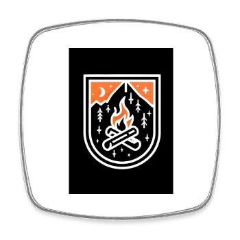 Camping Feuer - Viereckiger Kühlschrankmagnet - Weiß - Vorne
