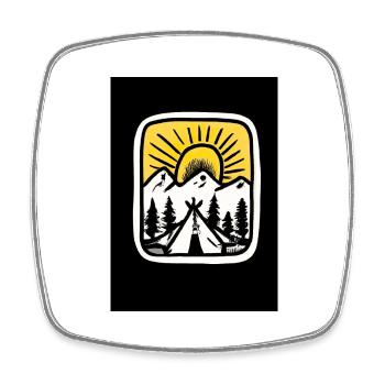 Camping Sonnenuntergang - Viereckiger Kühlschrankmagnet - Weiß - Vorne