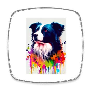 Bunter Border Collie - Viereckiger Kühlschrankmagnet - Weiß - Vorne