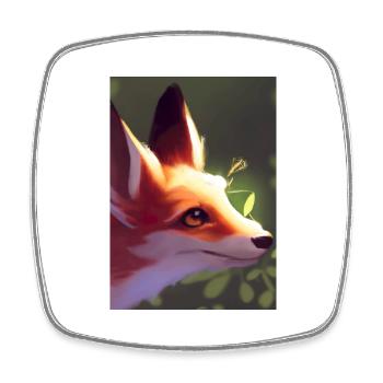 Niedliche Fuchs-Malerei - Viereckiger Kühlschrankmagnet - Weiß - Vorne