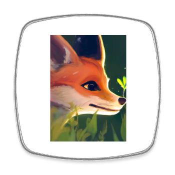 Niedliche Fuchs-Malerei - Viereckiger Kühlschrankmagnet - Weiß - Vorne