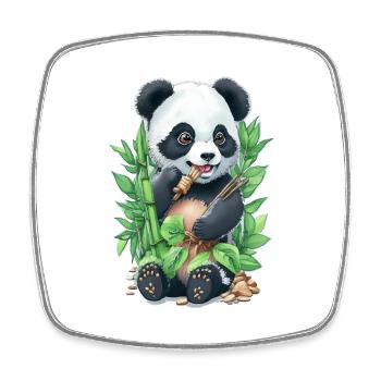 Panda Bär ißt Bambus - Viereckiger Kühlschrankmagnet - Weiß - Vorne