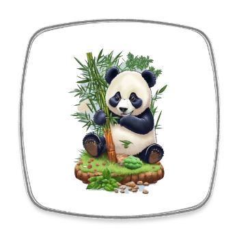 Panda Bär ißt Bambus - Viereckiger Kühlschrankmagnet - Weiß - Vorne