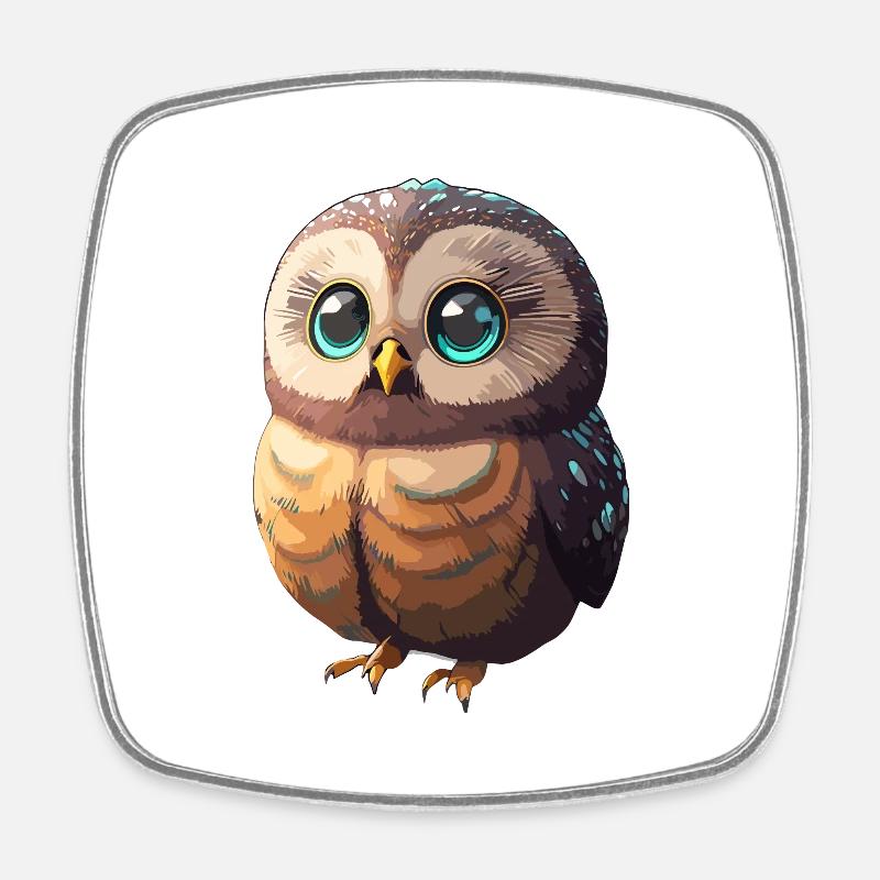 cuty owl - Square fridge magnet - white