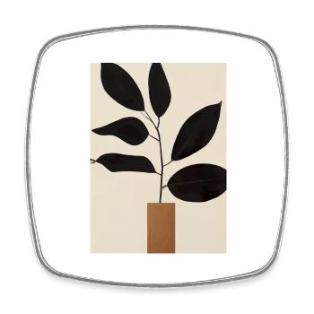 Minimalistische Pflanze im Topf - Viereckiger Kühlschrankmagnet - Weiß - Vorne