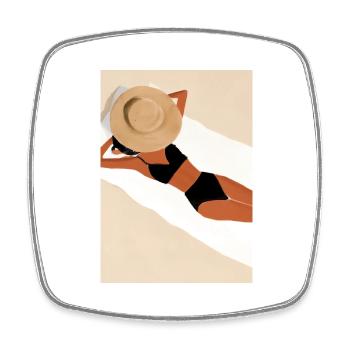 Frauen Sommerhut Bikini - Viereckiger Kühlschrankmagnet - Weiß - Vorne