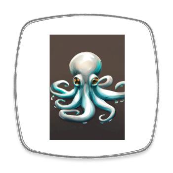 Niedlicher Oktopus - Viereckiger Kühlschrankmagnet - Weiß - Vorne