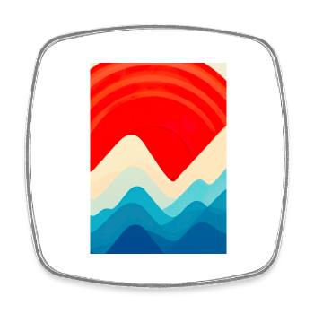 Retro Berge und Sonne - Viereckiger Kühlschrankmagnet - Weiß - Vorne