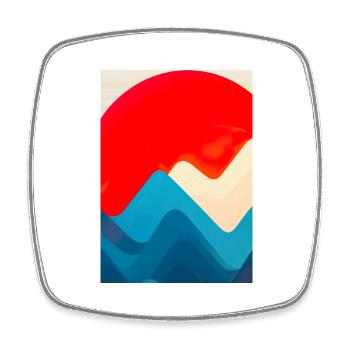 Retro Berge und Sonne - Viereckiger Kühlschrankmagnet - Weiß - Vorne