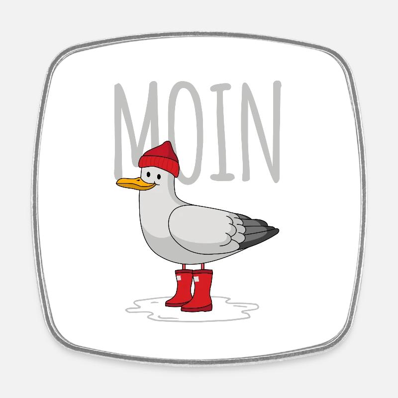 Moin Möwe - Viereckiger Kühlschrankmagnet - Weiß